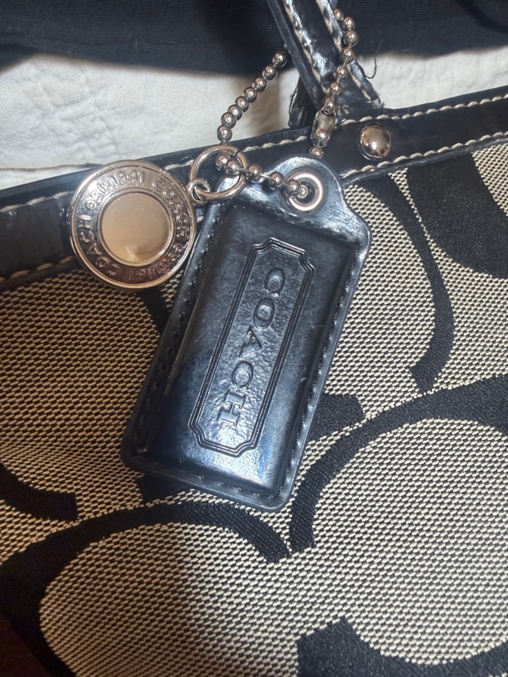 Coach Black & Khaki Signature Tote - Picture 3 of 11